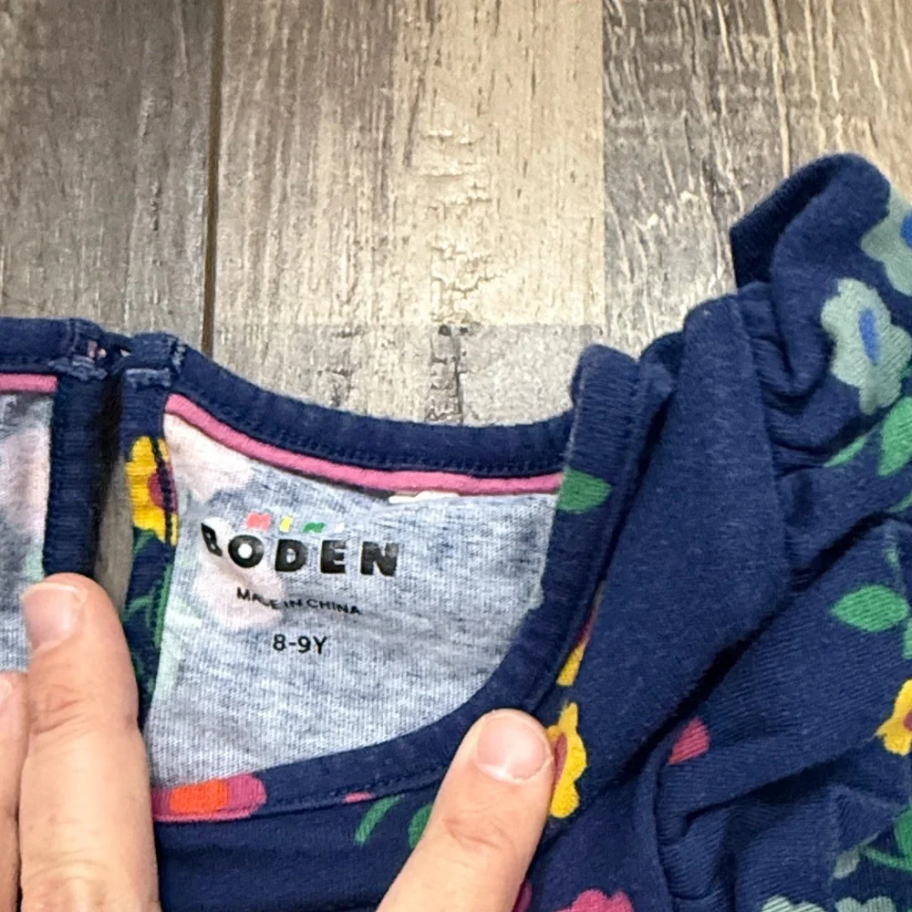 Mini‎ Boden Navy Dress with Colorful Floral Design